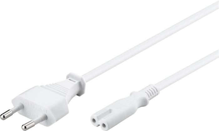 Power cord CEE7/16 to C7 1.5m white @ electrokit (1 of 2)