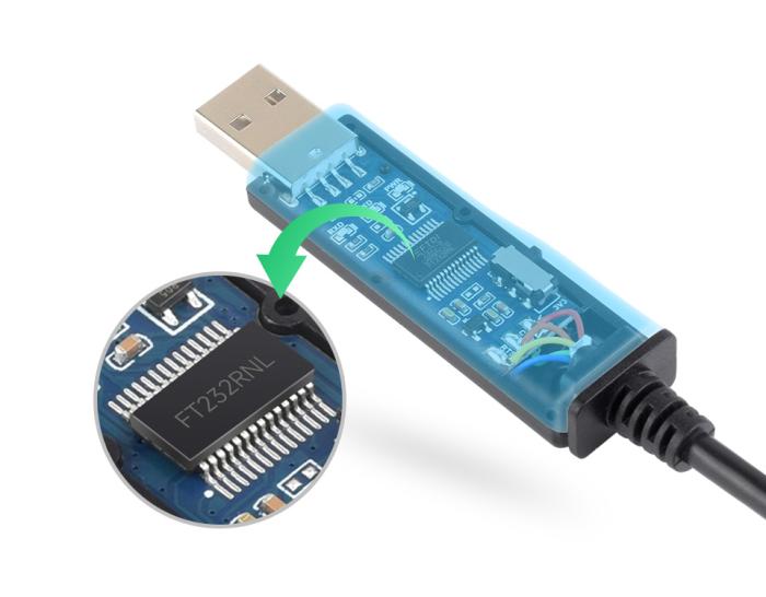 USB-A till UART FTDI-kabel (TTL) 3.3/5V 6-pin med flödeskontroll @ electrokit (5 av 6)