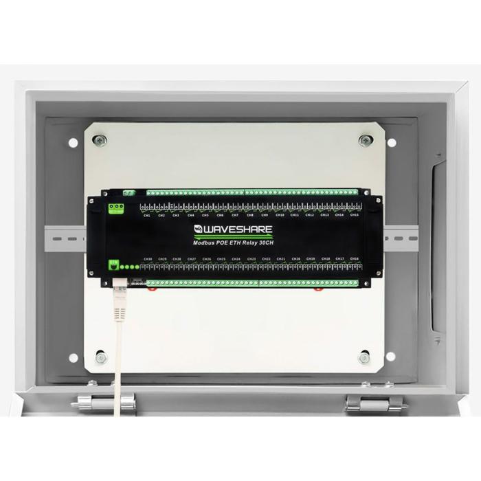 Relämodul 30-kan Modbus Ethernet PoE DIN-skena @ electrokit (2 av 7)