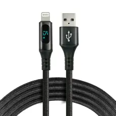 USB-A till Lightning-kabel 1m f&ouml;rst&auml;rkt med LED effektm&auml;tare @ electrokit