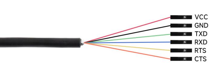 USB-A till UART FTDI-kabel (TTL) 3.3/5V 6-pin med flödeskontroll @ electrokit (6 av 6)