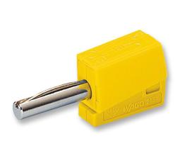 Banankontakt snabb 4mm hane 20A gul @ electrokit