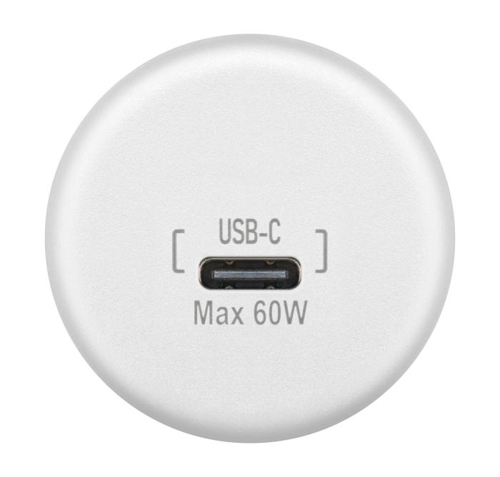 Flush mount charging socket USB-C 60W 12-24V white @ electrokit (3 of 3)