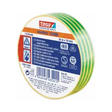 Eltejp gul/grön 20m 19mm tesaflex @ electrokit