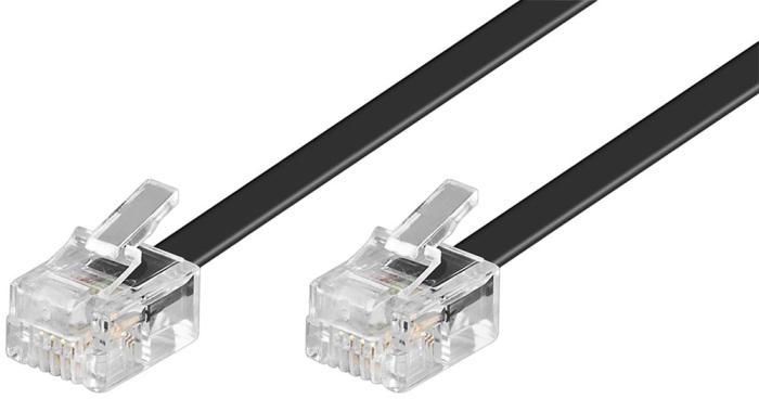 RJ11 modular signal- och telekabel 3m svart @ electrokit (1 av 1)