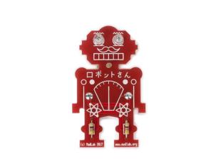 Mr, Robot - badge with flashing eyes - soldering kit @ electrokit