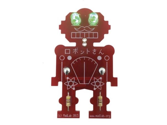 Mr, Robot - badge with flashing eyes - soldering kit @ electrokit (2 of 4)