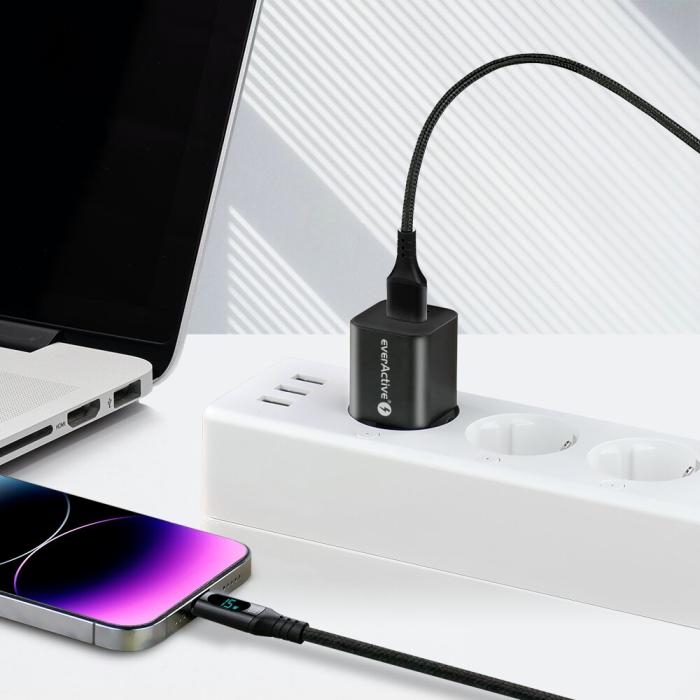 USB-A to Lightning cable 1m braided w. LED power meter @ electrokit (3 of 3)