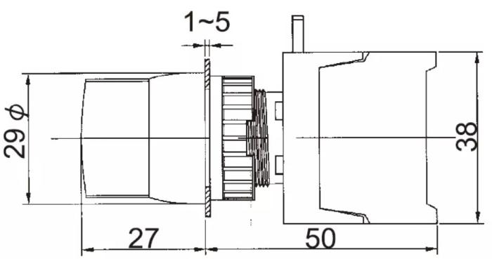 Vridströmbrytare 1-2 ø22mm NC + NO 230VAC / 3A IP65 @ electrokit (2 av 2)