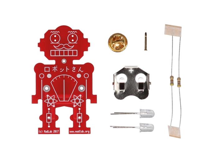 Mr, Robot - badge with flashing eyes - soldering kit @ electrokit (3 of 4)