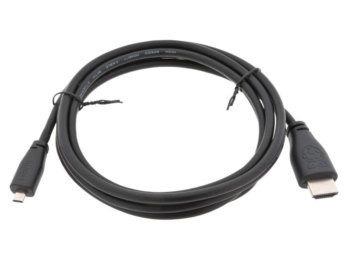 HDMI 2.0 kabel hane - micro hane 2m svart Mfg: Raspberry Pi @ electrokit (1 av 1)