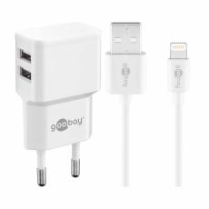 2-port USB-laddare 12W 2.4A för iPhone vit MFi-certifierad @ electrokit