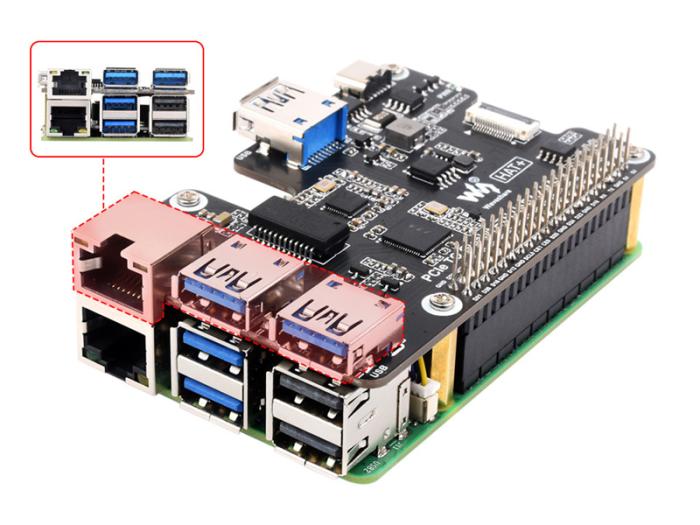 Gbit Ethernet & USB 3.2 HAT for Raspberry Pi 5 @ electrokit (7 of 9)