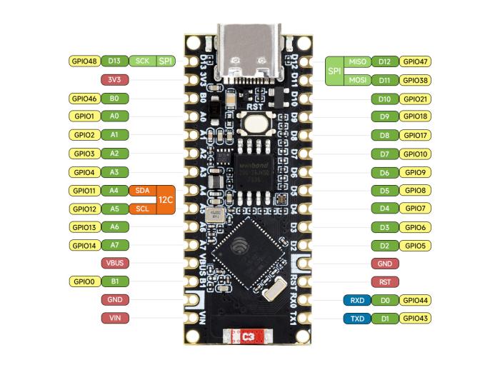 ESP32-S3 utvecklingskort - Nano-kompatibelt @ electrokit (5 av 5)
