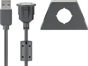 Adapterkabel USB-A till USB-A - panelmonterad 0.6m @ electrokit