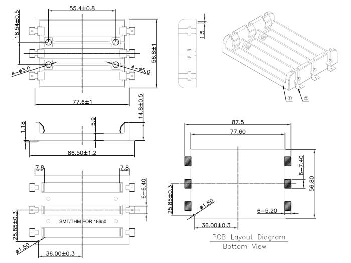 Batterihållare 3x18650 PCB SMD @ electrokit (3 av 3)