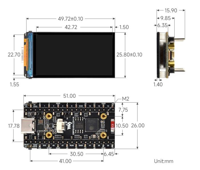 ESP32-S3 utvecklingskort USB-C med 1.9