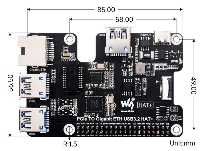 Gbit Ethernet & USB 3.2 HAT for Raspberry Pi 5 @ electrokit (9 of 9)