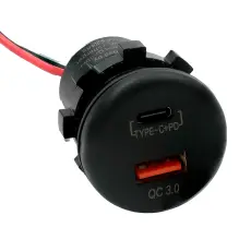 Inf&auml;llt ladduttag USB-C + A 2x18W 12-24V @ electrokit