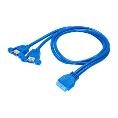 Adapter 2x panelmonterade USB3.0 till USB 19-pin 0.65m @ electrokit
