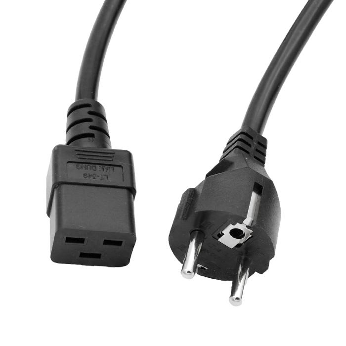 Nätkabel CEE7/7 till C19 2m svart 16A @ electrokit (1 av 1)