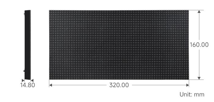 Fullfärgs-panel 4mm RGB-LED matris 80x40px 320x160mm P4 @ electrokit (8 of 8)