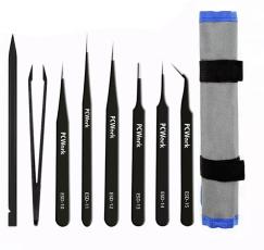 Tweezers set with 8 pcs - ESD @ electrokit