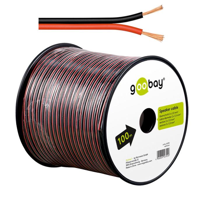 Kabel 2x1.0mm² CCA röd/svart 100m @ electrokit (1 av 1)