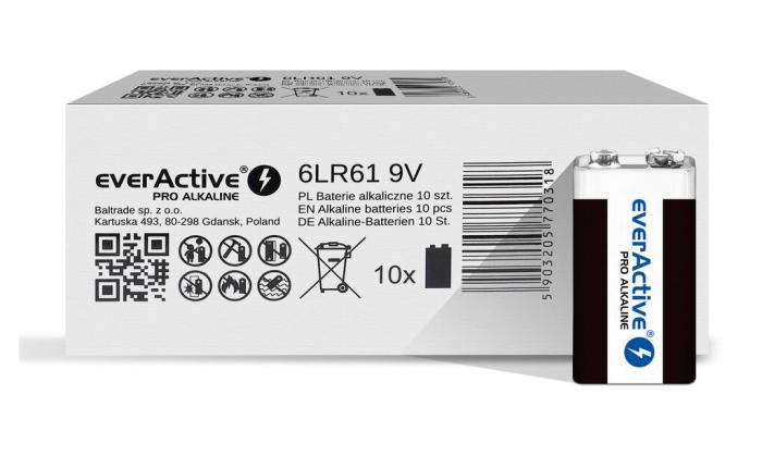 9V 6LR61 alkaliska batterier 10-pack @ electrokit (1 av 2)