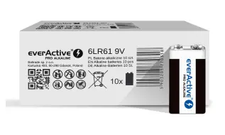 9V 6LR61 alkaliska batterier 10-pack @ electrokit