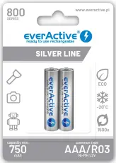 Laddningsbara AAA batterier 800mAh everActive 2-pack @ electrokit
