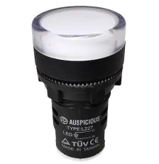 Signallampa LED 230VAC &oslash;22mm vit IP65 @ electrokit