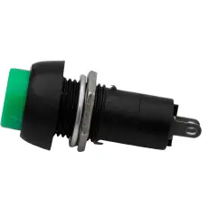 Push button ø12mm 1-p off-(on) green @ electrokit