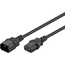 Power cord extension C13 to C14 1m black @ electrokit