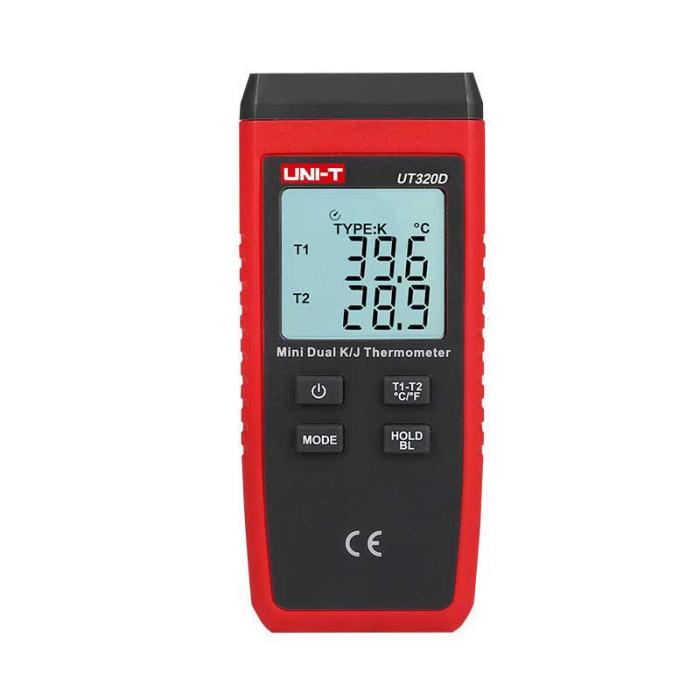 Lab thermometer 2 channel Uni-T UT320D -50°C till 1300°C @ electrokit (1 of 3)