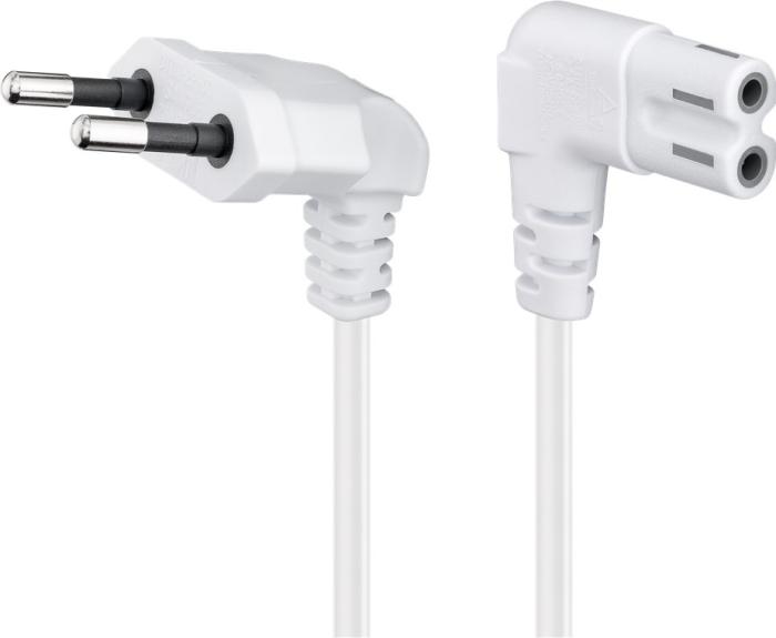 Nätsladd CEE7/16 vinklad till C7 vinklad 2.0m vit @ electrokit (1 av 4)