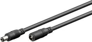 DC förlängningskabel 2.5/5.5mm 1.5m svart @ electrokit