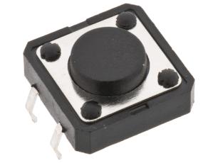 Taktil omkopplare PCB 12x12x4.5mm svart @ electrokit