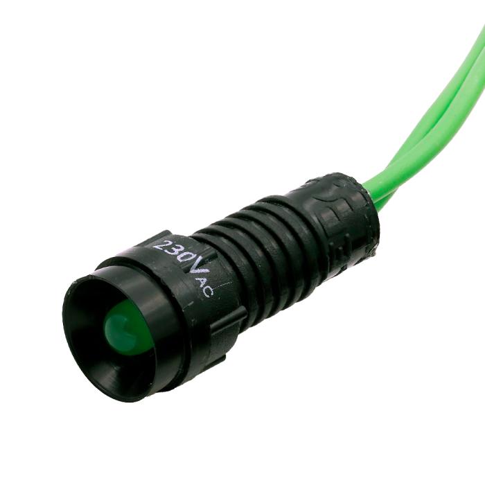 Panelindikator LED ø11mm 230VAC grön @ electrokit (1 av 1)