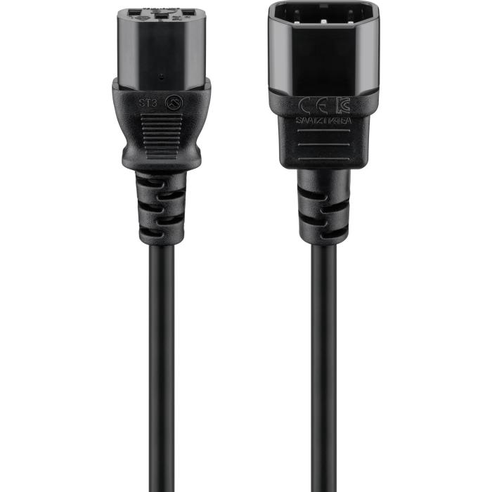 Nätkabel förlängning C13 till C14 1m svart @ electrokit (2 av 3)
