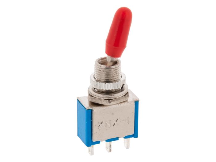 Vippomkopplare 1-pol ON-ON MTS-102 röd hätta @ electrokit (1 av 2)