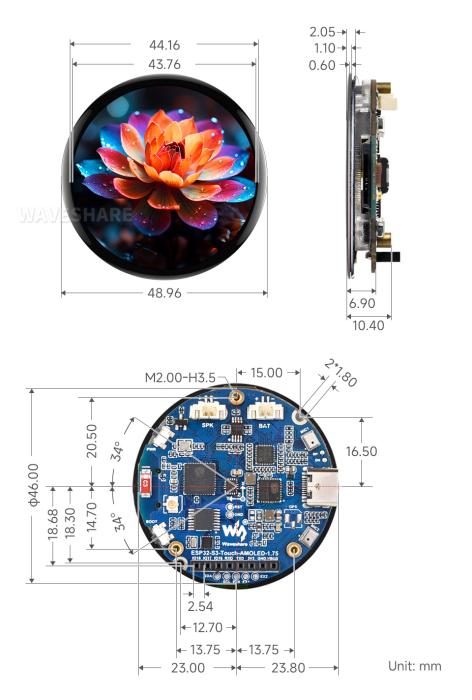 ESP32-S3 utvecklingskort med 1.75