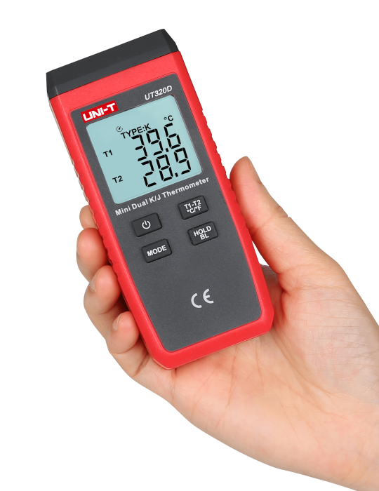 Lab thermometer 2 channel Uni-T UT320D -50°C till 1300°C @ electrokit (2 of 3)