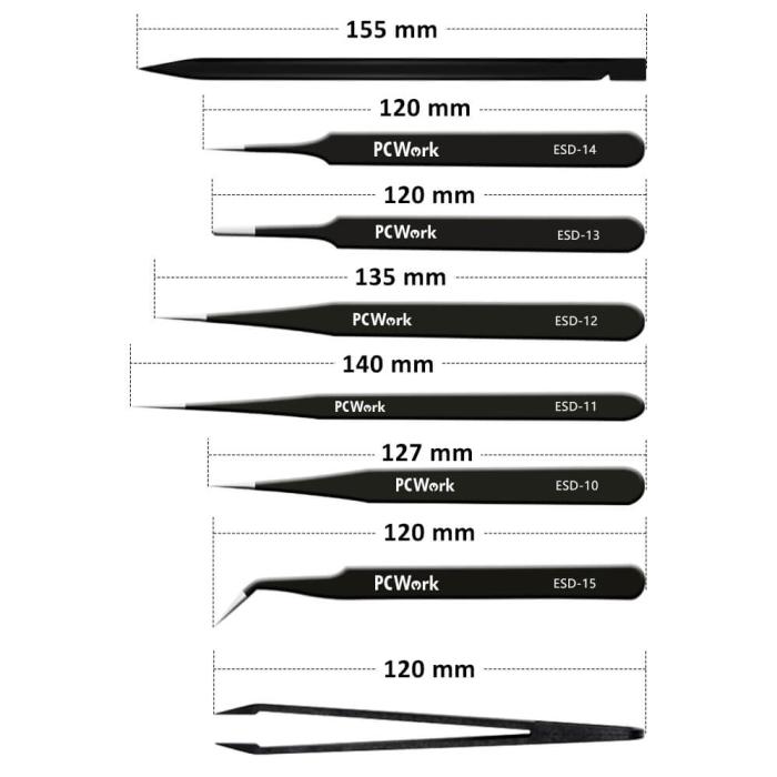 Tweezers set with 8 pcs - ESD @ electrokit (2 of 5)