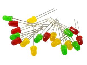 LEDs 5mm approx. 18 pcs - red, green, yellow @ electrokit