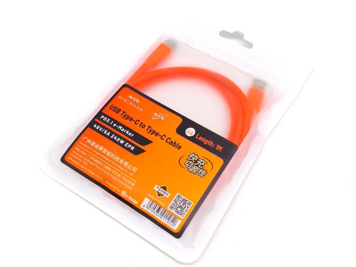 USB-kabel C-hane C-hane silikon PD3.1 240W 1m @ electrokit (2 av 2)