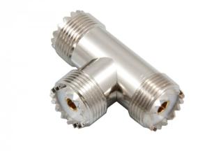 T-koppling SO239 UHF hona till 2x SO239 hona @ electrokit