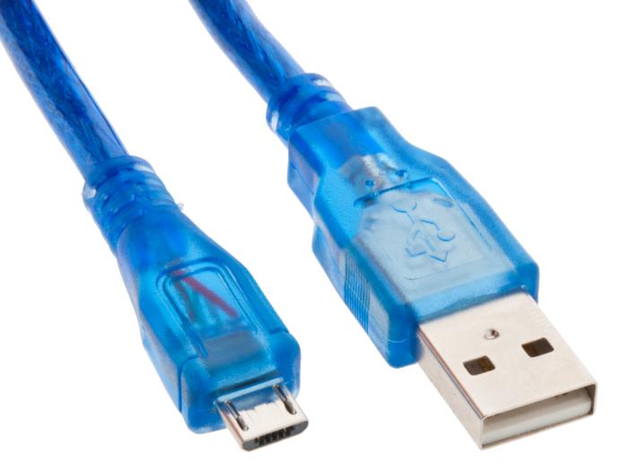 USB-kabel A-hane microB hane 0.5m blå @ electrokit (2 av 2)