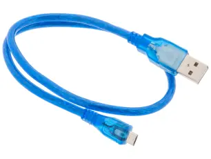 USB-kabel A-hane microB hane 0.5m blå @ electrokit