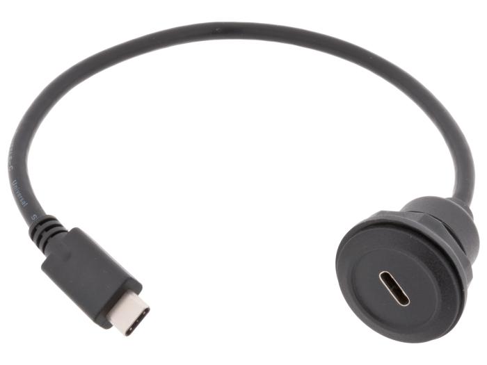 USB-C adapterkabel till USB-C 3.2 Gen1 panelmontage @ electrokit (1 av 1)
